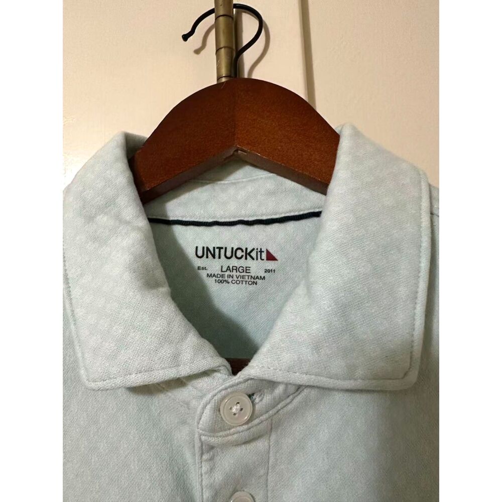 UNTUCKit Polo Shirt Men's Large Light Green 100% Cotton Short Sleeve